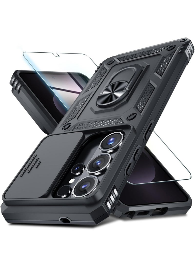 X-level Samsung Galaxy S26 Ultra Case with HD Tempered Glass Screen Protector, Slide Camera Cover, Built-in 360° Rotate Ring Kickstand, Shockproof Drop Proof Protection, Heavy Duty Shockproof Protective Case for Samsung Galaxy S26 Ultra 6.9 inch (Black, 1+1 Pack) - Image 1